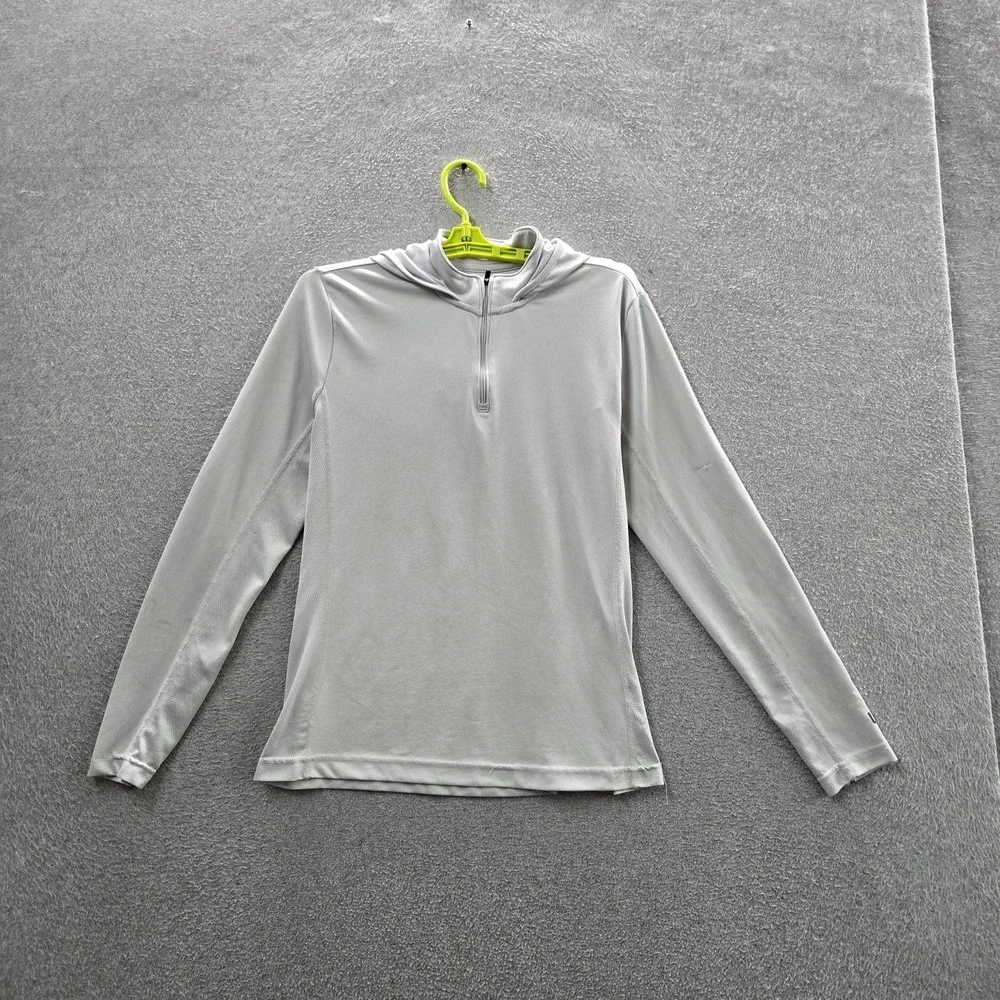 Huk Men Activewear Top‎ L Gray Quarter Zip Zipper Long Sleeve
